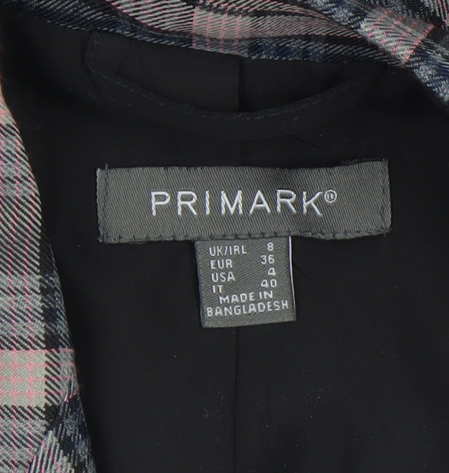 Primark Women’s Multicoloured Checked Cropped Blazer Size 8