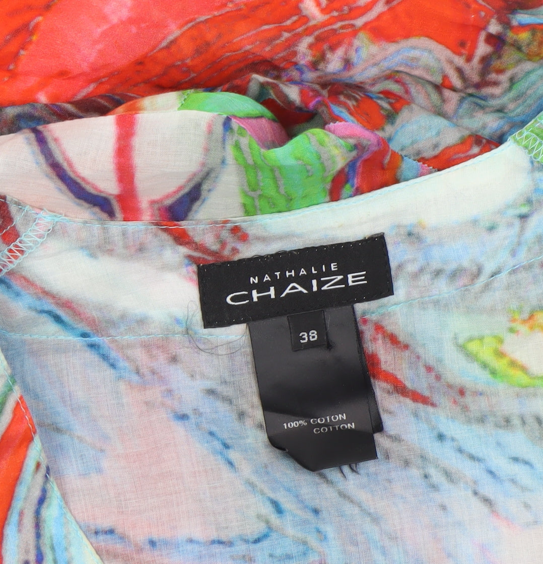 Nathalie Chaize Womens Multicoloured Cotton Tunic Blouse Size 10