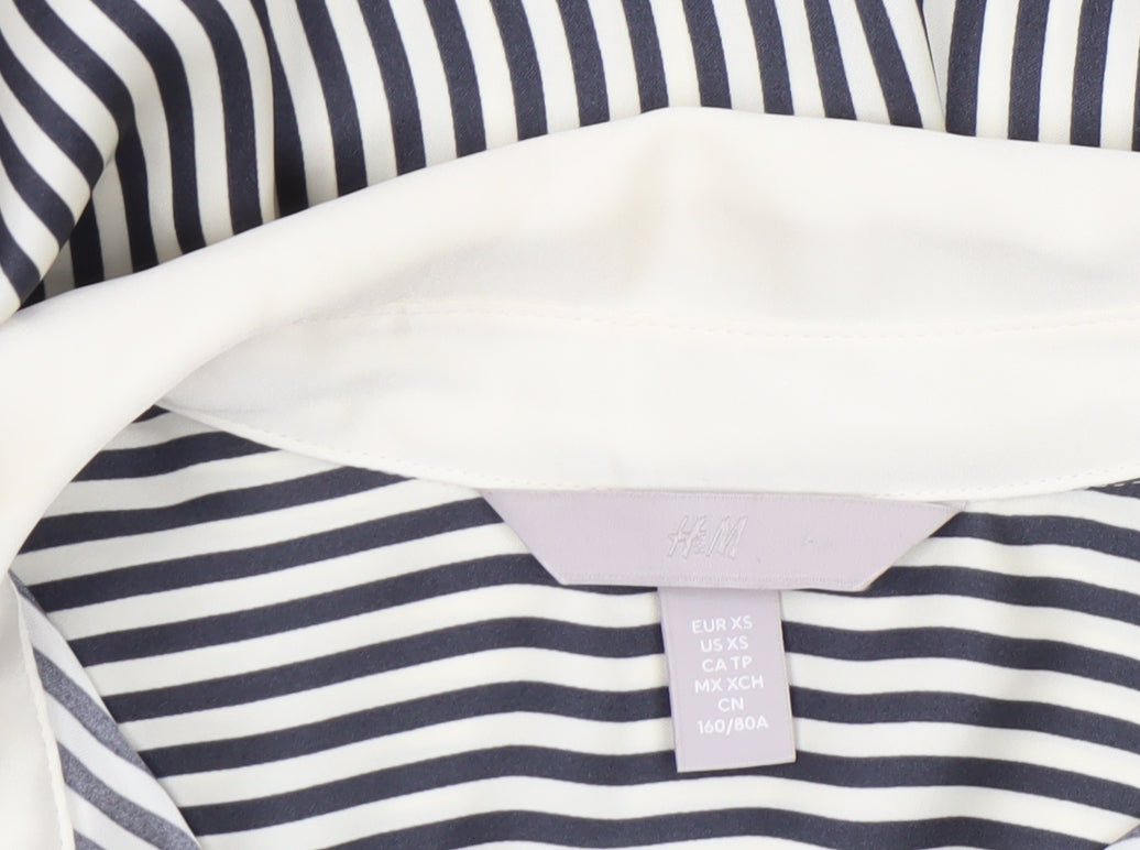 H&M Women's Multicoloured Striped Button-Up Blouse Size XS