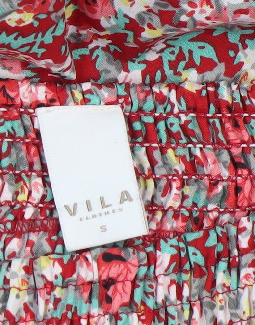 Vila Womens Red Floral Woven Sleeveless Jumpsuit Size S