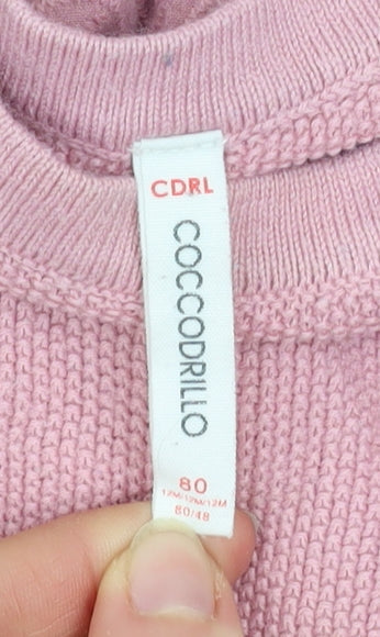Coccodrillo Girls Pink Cotton Knit A-Line Dress 12-18 Months