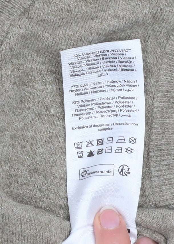 OBJECT Men's Beige V-Neck Sleeveless Knit Vest L