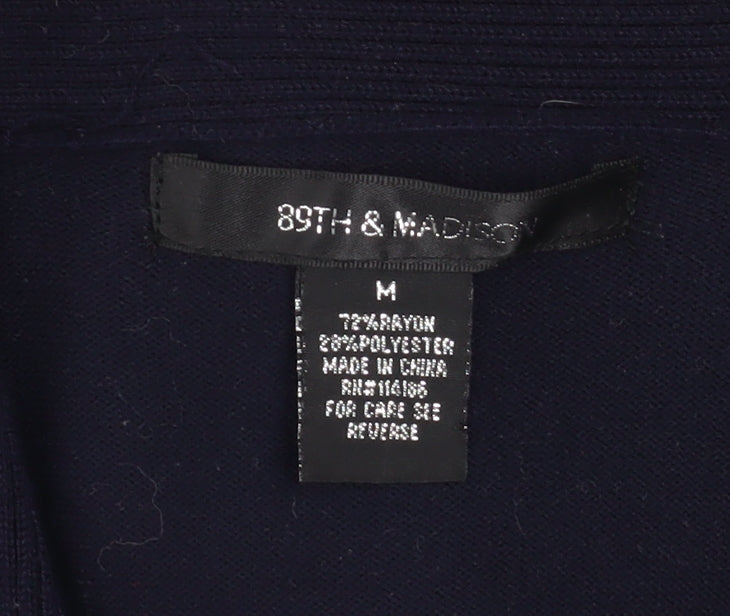 89th & Madison Women's Blue Knit Cardigan Size M Long Sleeve Open Front