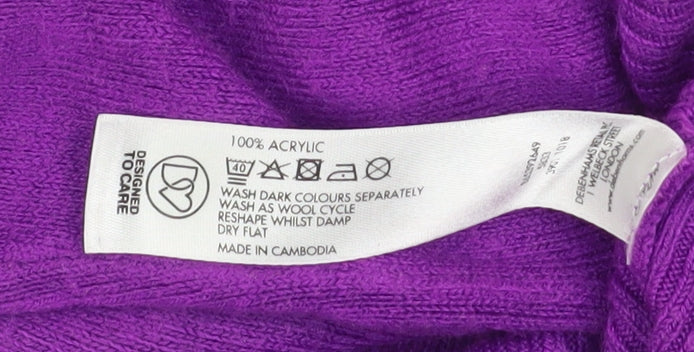 Debenhams Women's Purple Acrylic V-Neck Petite Jumper Size 14