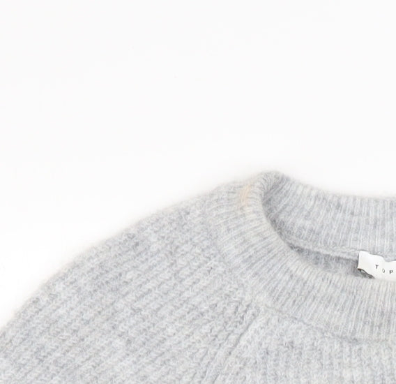 Topshop Womens Grey Chunky Knit Pullover Jumper XS Relaxed Fit