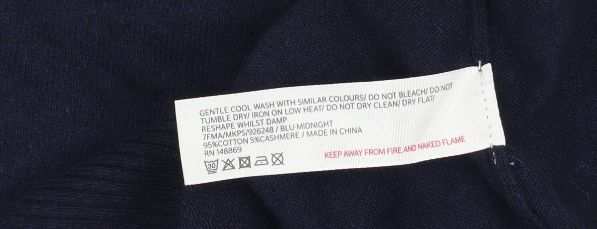 FatFace Men's Blue Cotton Cashmere V-Neck Jumper Size L