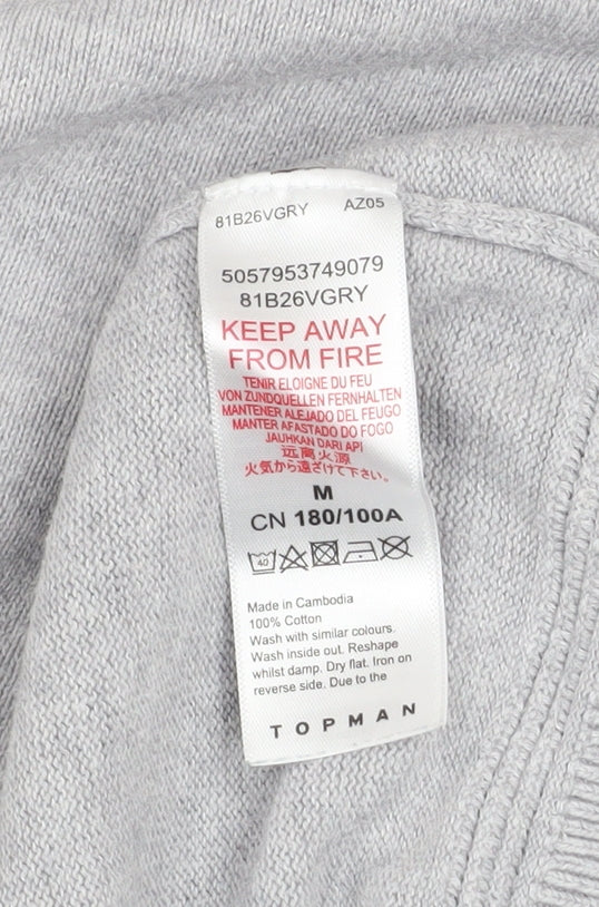 Topman Men's Grey Cotton Crew Neck Pullover Jumper M