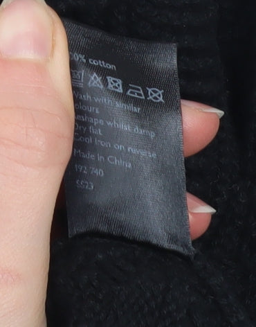 AND/OR Women Black Knit Balloon Sleeve Jumper Size S Cotton