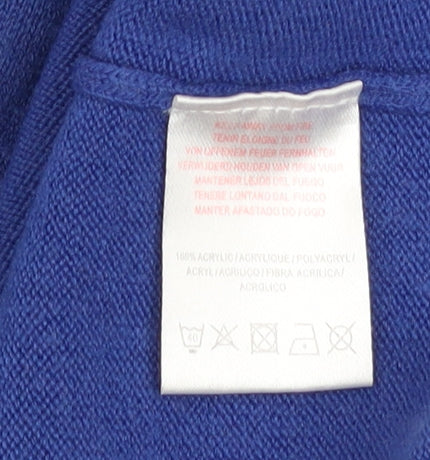 Cutting Edge Men's Blue V-Neck Acrylic Pullover Jumper S