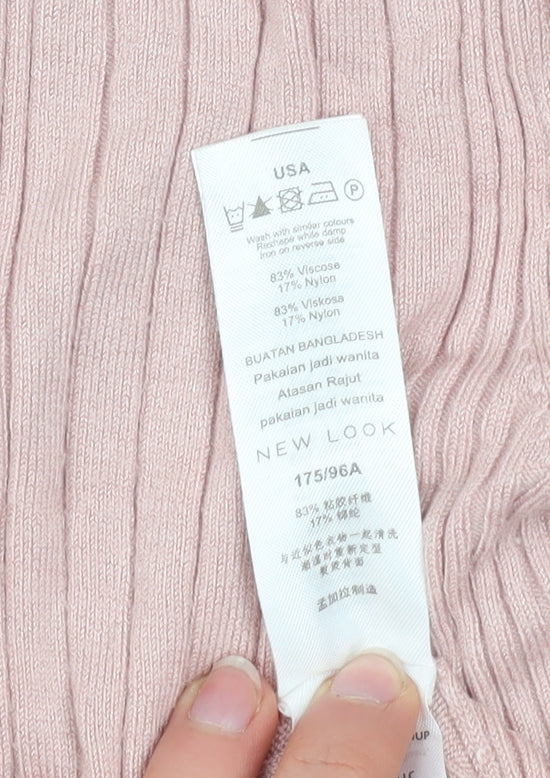 New Look Women’s Pink Ribbed Knit Jumper Size 14 Long Sleeve Pullover
