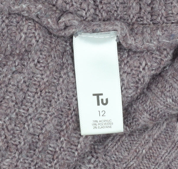 Tu Women’s Purple Mock Neck Relaxed Knit Jumper Size 12