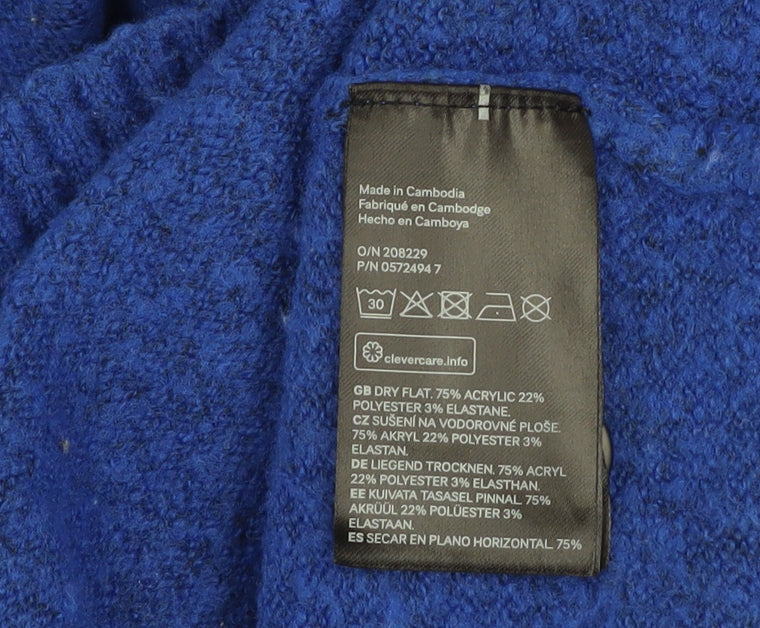 H&M Men Blue XL V-Neck Button Cardigan Knit Jumper
