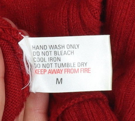 Liquid Womens Red High Neck Zip Knit Jumper Size M
