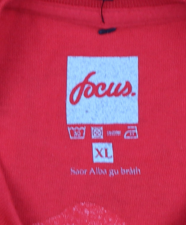 Focus Mens Red XL Graphic Skull Print Cotton T-Shirt
