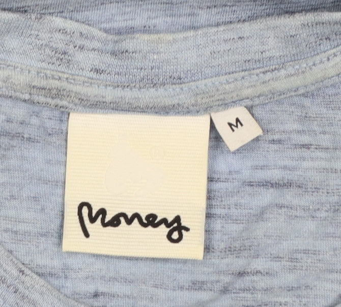 Money Men's Blue Cotton Graphic Logo T-Shirt Size M