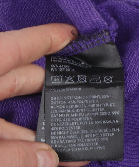 H&M Girls Purple Peanuts Snoopy Graphic Pullover Sweatshirt 11-12 Years