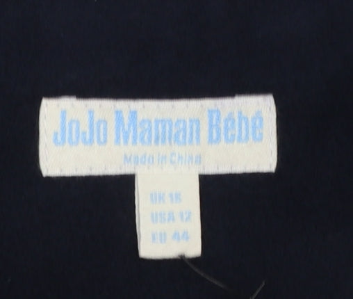 JoJo Maman Bébé Women's Blue Mid-Length Zip Coat UK 16