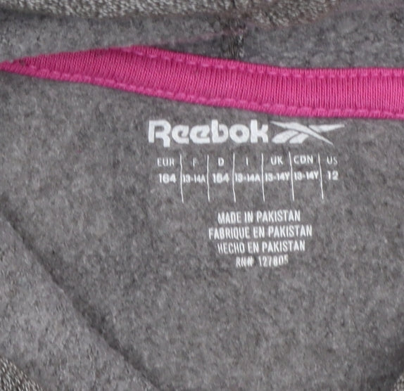 Reebok Girls Grey Colourblock Logo Pullover Hoodie 13-14 Years