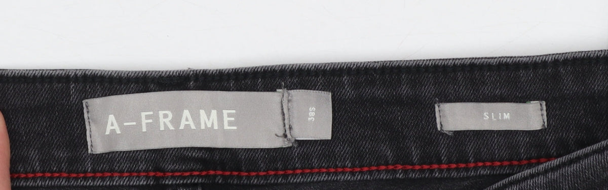 A-FRAME Men's Black Slim Fit Denim Jeans 38S