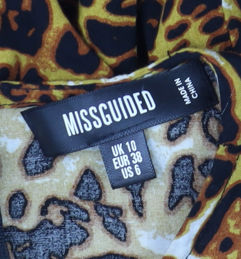 Missguided Women's Brown Leopard Print Wrap Blouse UK 10