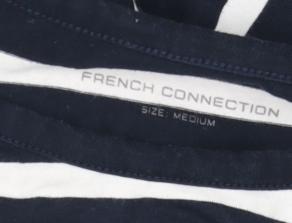 French Connection Women's Blue Striped Long Sleeve Cotton T-Shirt Size M