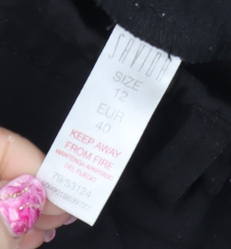 Savoir Women's Black Cropped Tapered Trousers Size 12