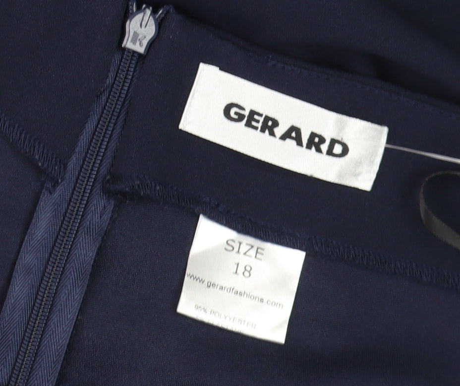 Gerard Women’s Navy Blue Wide-Leg Trousers Size 18 Zip High Rise