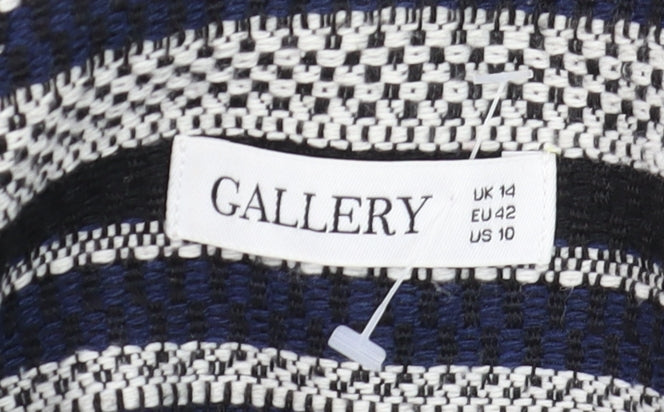 Gallery Women’s Blue Striped Mid-Length Overcoat Size 14