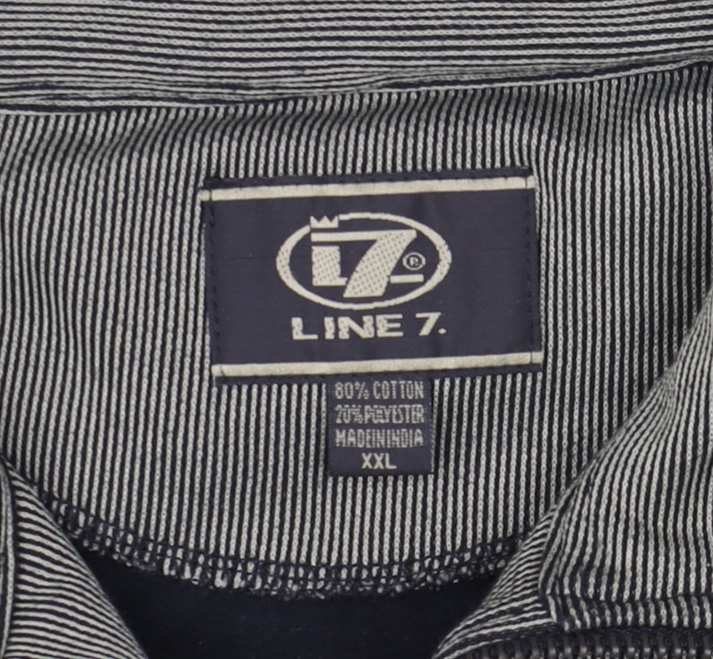 Line 7 Men's Grey 1/2 Zip Long Sleeve Cotton Blend T-Shirt XXL