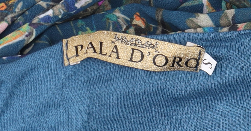 Pala D’Oro Women’s Blue Floral Tunic Blouse Size S Relaxed Fit