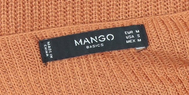 Mango Women Orange Cotton Boat Neck 3/4 Sleeve Pullover Jumper Size 12