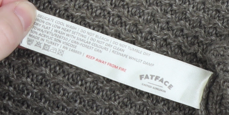 FatFace Women Grey Short Sleeve Chunky Knit Jumper UK 10