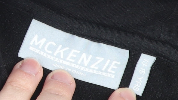 McKenzie Teens Black Pullover Hoodie Jumper Size L Cotton Blend