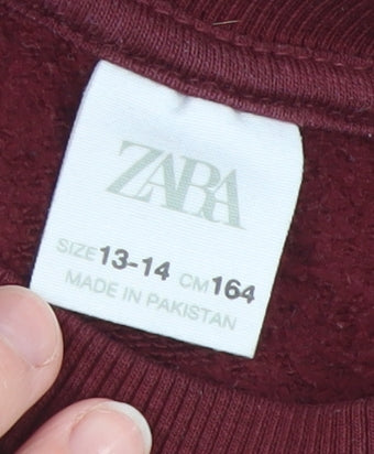 Zara Teens Burgundy Iconic Days Graphic Pullover Sweatshirt Size 13-14