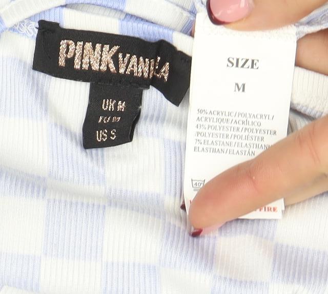 Pink Vanilla Women's Blue Check Bodycon Halter Dress M