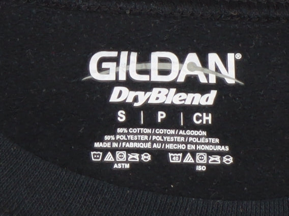 Gildan Women Black Small Crew Neck Pullover Sweatshirt Cotton Blend