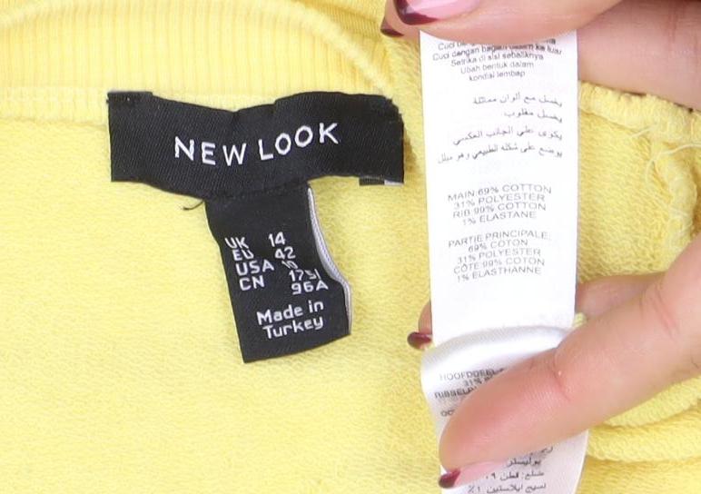 New Look Women Yellow Size 14 Pullover Boat Neck Sweatshirt