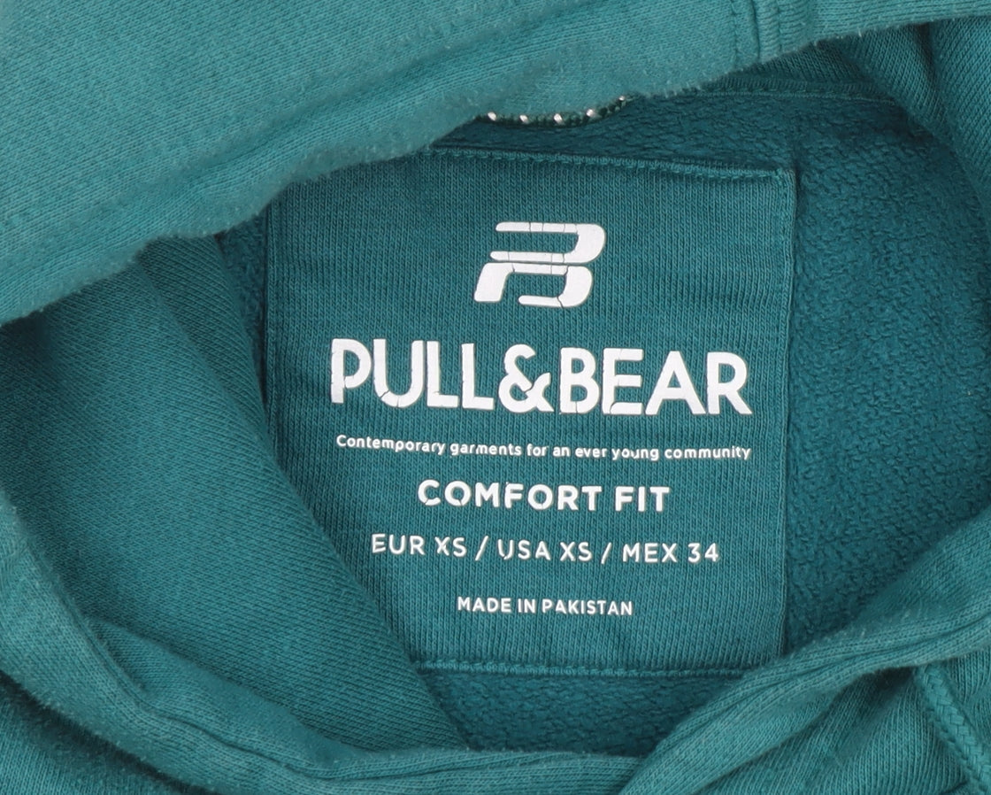 Pull&Bear Womens Green Pullover Hoodie XS Comfort Fit