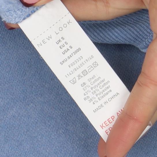 New Look Women Blue Small Cotton Blend Crew Neck Sweatshirt