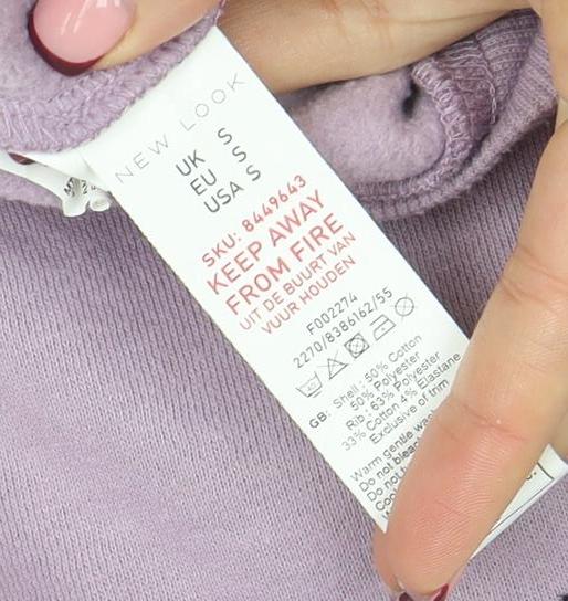 New Look Womens Purple Crew Neck Pullover Sweatshirt Size S