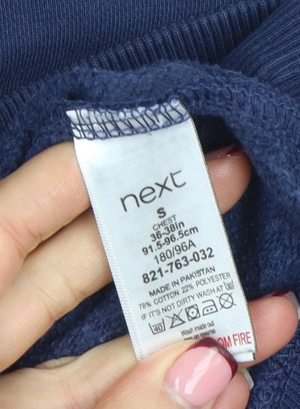 Next Men's Blue Pullover Hoodie Size S Regular Fit Cotton Blend