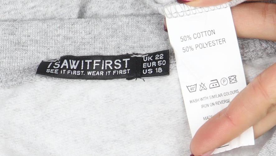 I Saw It First Women Grey Size 22 Crew Neck Pullover Sweatshirt