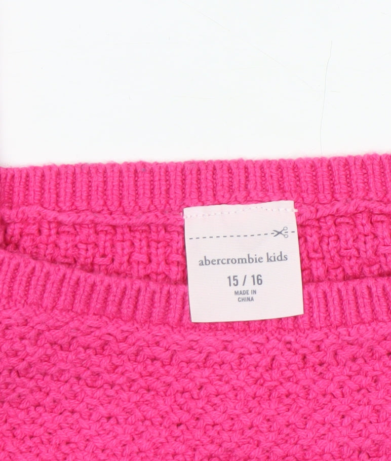 Abercrombie & Fitch Kids Girls Pink Knit Halter Tank Top 15-16 Years Cotton Blend