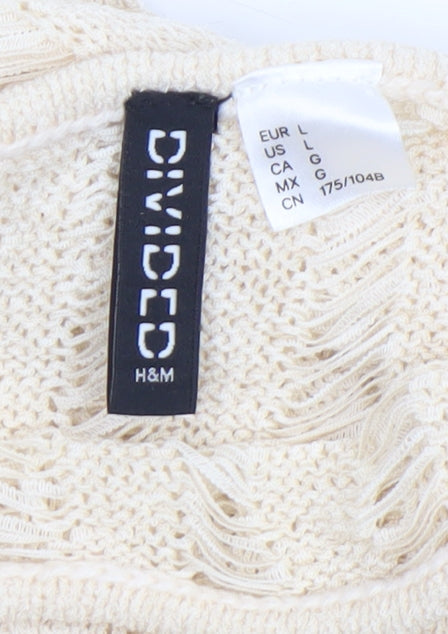H&M Divided Women’s Beige Open-Knit Long Sleeve Pullover Jumper Size 12