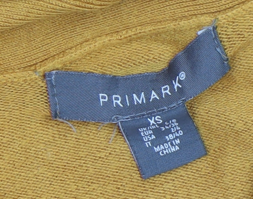 Primark Womens Yellow XS Lightweight Open Knit Cardigan