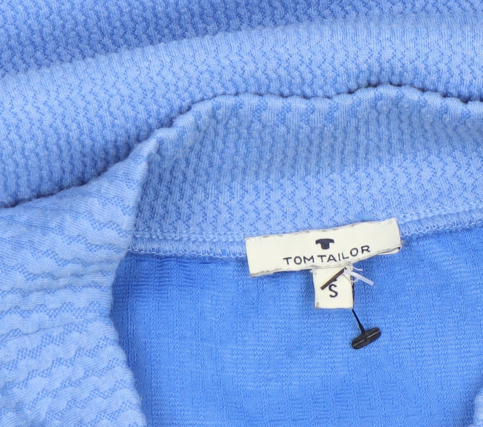 Tom Tailor Women Blue Textured Knit Pullover Sweatshirt Size S