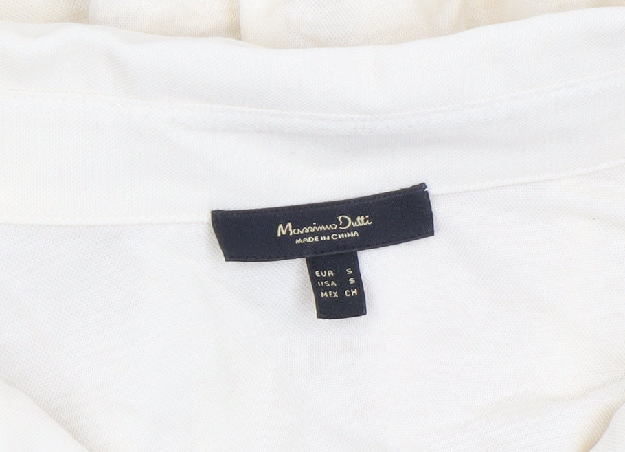 Massimo Dutti Women's Ivory Long Sleeve Button-Up Shirt Size S