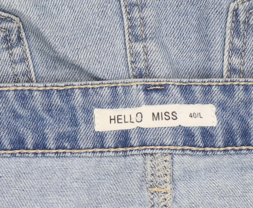 Hello Miss Womens Blue Distressed Denim Mini Skirt Size 12