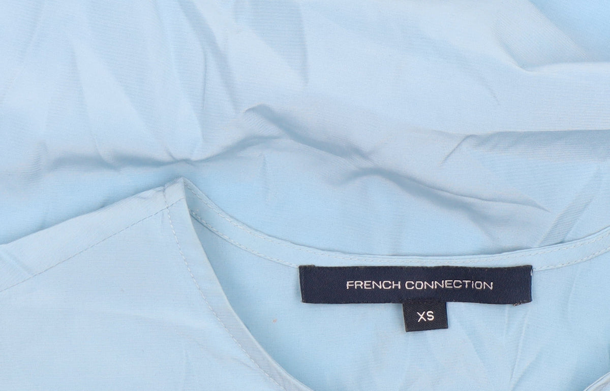 French Connection Women's Blue Button-Up Short Sleeve Blouse XS