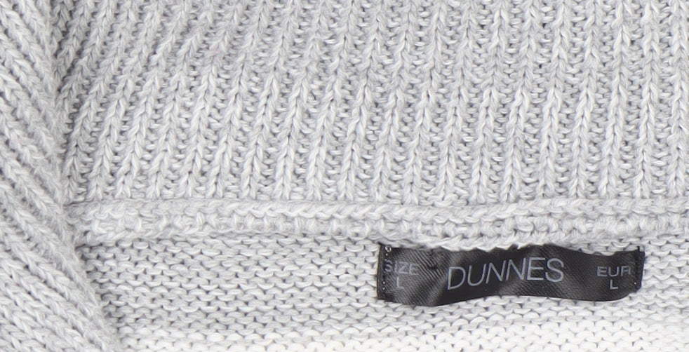 Dunnes Women's Grey Striped Collared 1/4 Zip Knit Jumper Size L